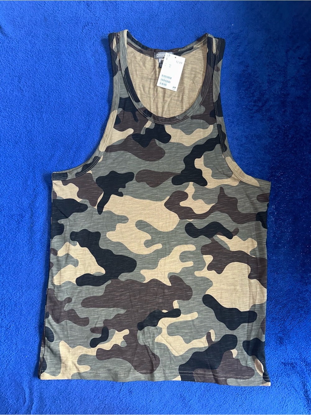 H&M Mens Tank Top XS Camo Regular Fit Round Neck Sleeveless Muscle NWT
